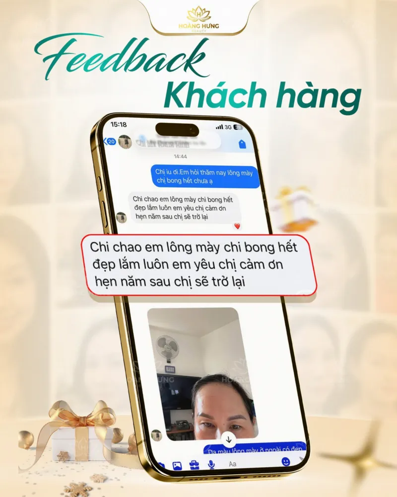 Tin nhắn cảm nhận của khách hàng sau khi làm chân mày