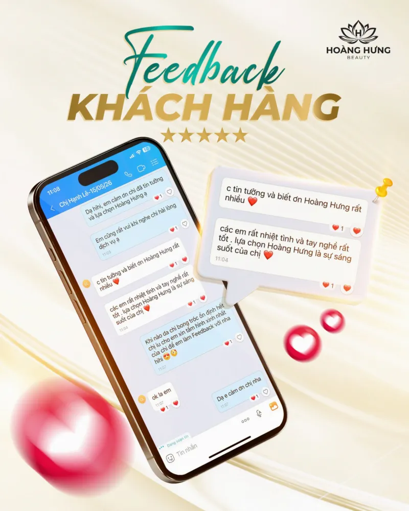 Tin nhắn cảm nhận của khách hàng sau khi làm chân mày